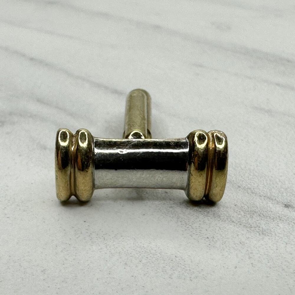 Vintage Two Tone Gold Silver Barrel Cufflink Single ✨